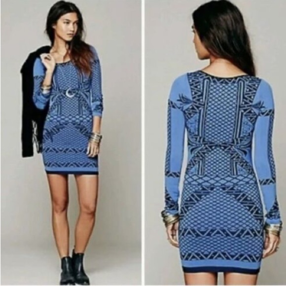 Free People Intimately Boho Aztec Tribal Stretch Bodycon Dress - Picture 1 of 6